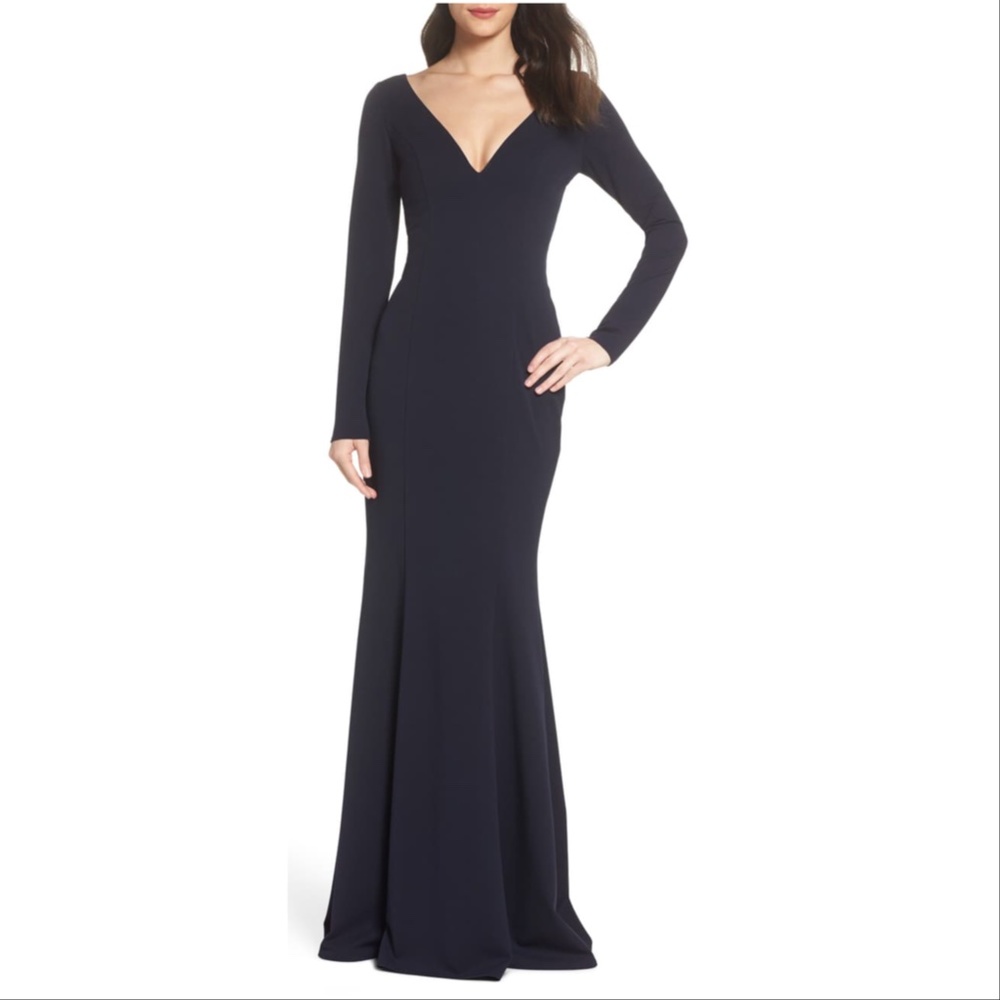 NEW Katie May Cleo Long Sleeve Cutout Back Gown, Size 4